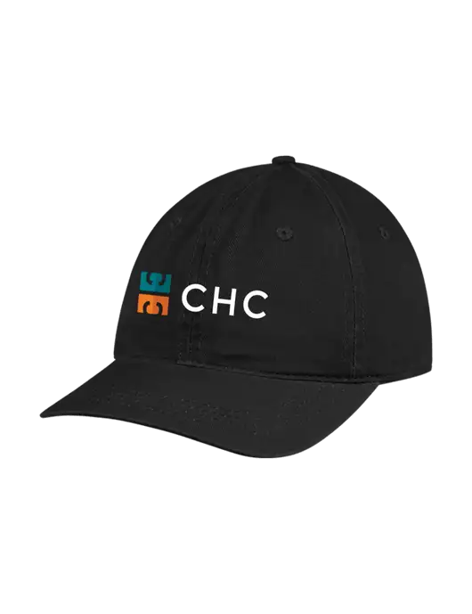 Garment Washed Unstructured Twill Black Cap w/CHC Logo