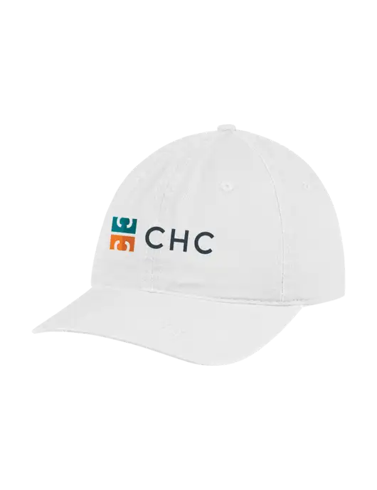 Garment Washed Unstructured Twill White Cap w/CHC Logo