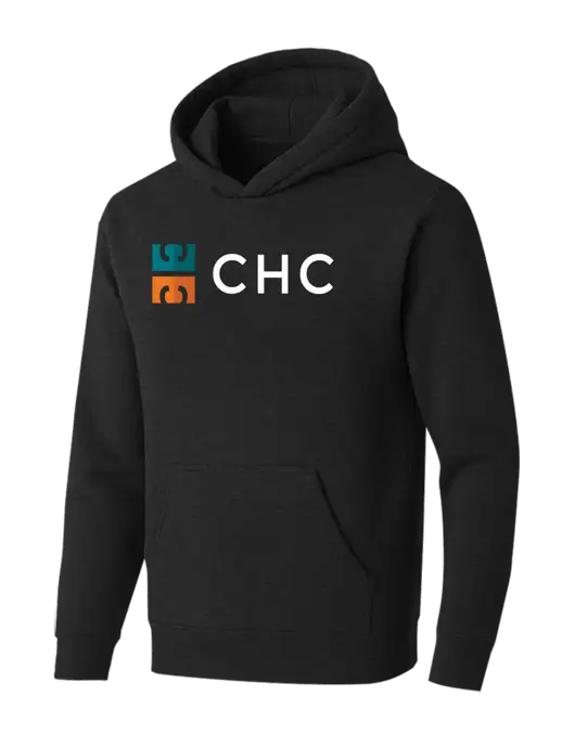 BELLA+CANVAS Black Heather Sponge Fleece Pullover Hoodie w/CHC Logo