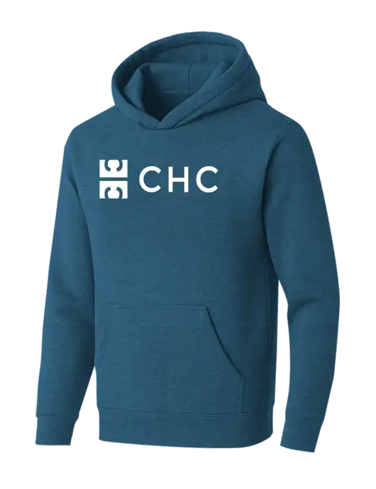 BELLA+CANVAS Heather Deep Teal Sponge Fleece Pullover Hoodie w/CHC Logo
