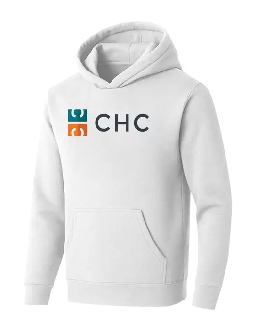 BELLA+CANVAS Heathered White Sponge Fleece Pullover Hoodie w/CHC Logo