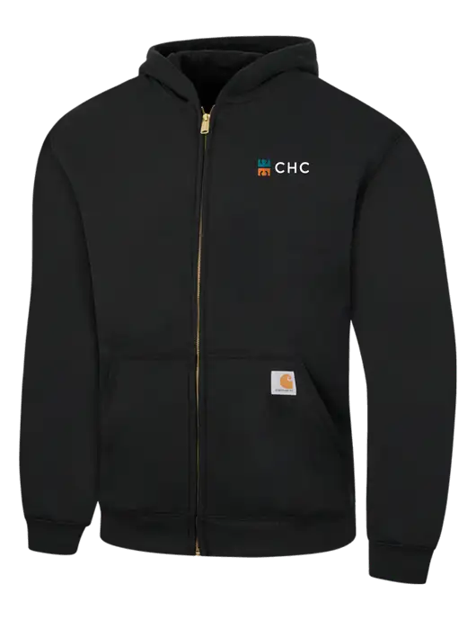 Carhartt Black Midweight Hooded Zip-Front Sweatshirt w/CHC Logo