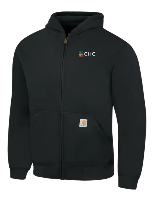 Carhartt Black Rain Defender Paxton Heavyweight Hooded Full Zip-Front Sweatshirt w/CHC Logo