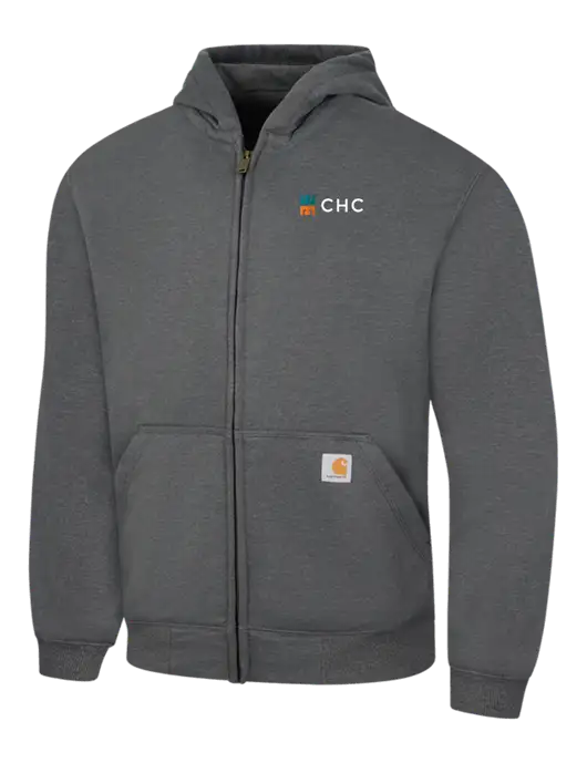 Carhartt Dark Grey Heather Rain Defender Paxton Heavyweight Hooded Zip-Front Sweatshirt w/CHC Logo