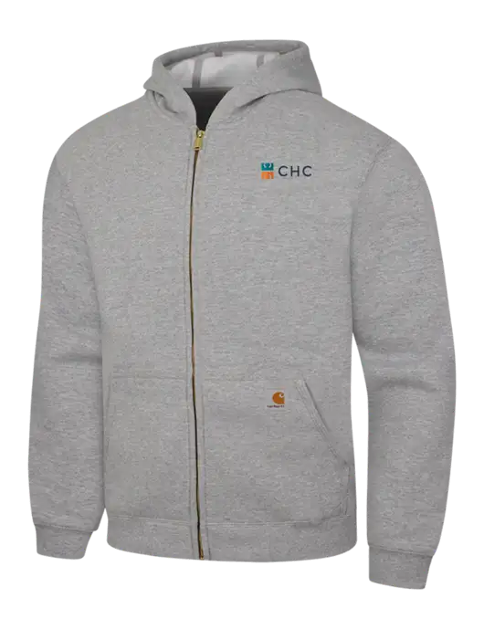 Carhartt Light Grey Heather Midweight Hooded Zip-Front Sweatshirt w/CHC Logo
