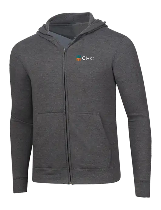 Dark Heather Grey 8.5 oz Ring Spun Zip Hooded Sweatshirt w/CHC Logo