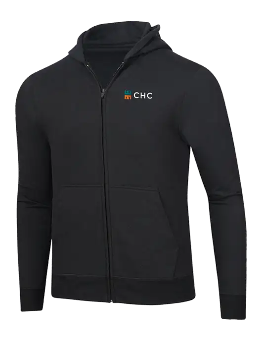 Jet Black 8.5 oz Ring Spun Zip Hooded Sweatshirt w/CHC Logo