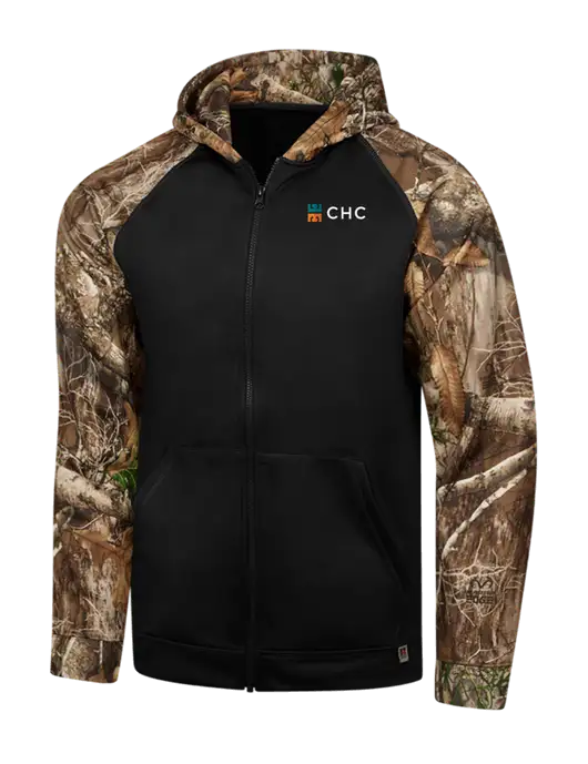 Russell Outdoors Black/Realtree Edge Camo Colorbock Performance Full Zip Hoodie w/CHC Logo