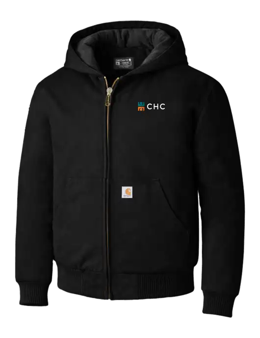 Carhartt Black Quilted-Flannel-Lined Duck Active Jacket w/CHC Logo