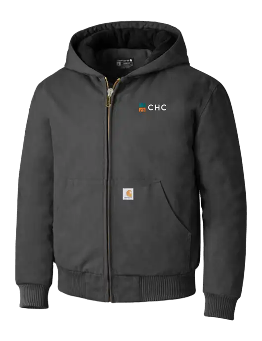 Carhartt Dark Grey Quilted-Flannel-Lined Duck Active Jacket w/CHC Logo