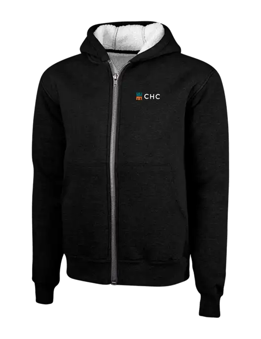 Cornerstone Black Heavyweight Sherpa Lined Hooded Fleece Jacket w/CHC Logo