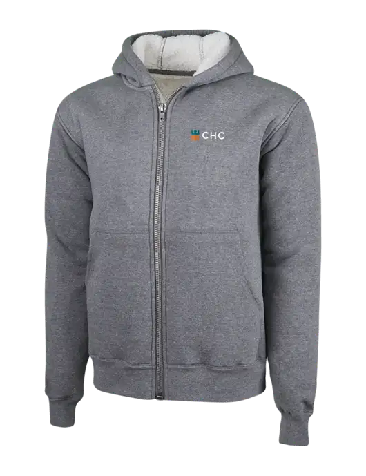 Cornerstone Grey Heather Heavyweight Sherpa Lined Hooded Fleece Jacket w/CHC Logo