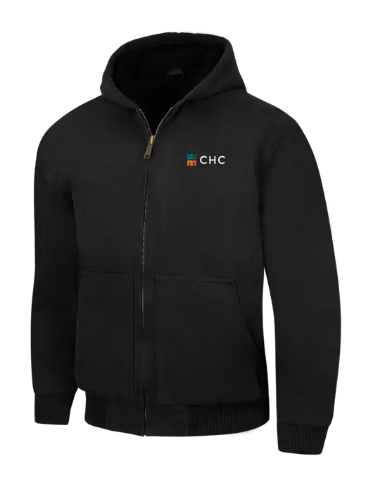 CornerStone Black Washed Duck Cloth Insulated Hooded Work Jacket w/CHC Logo