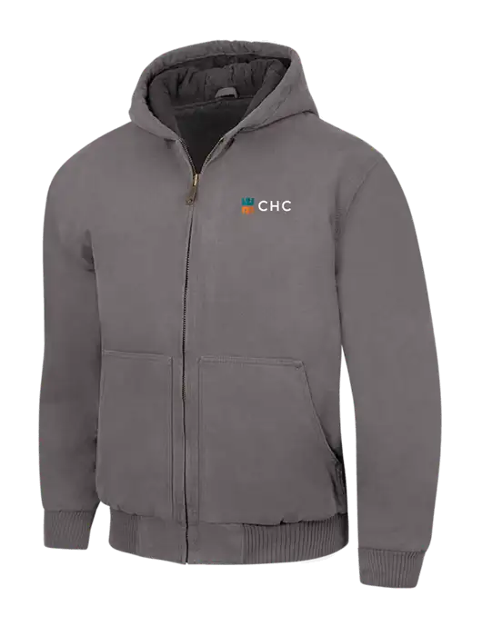 CornerStone Medium Grey Washed Duck Cloth Insulated Hooded Work Jacket w/CHC Logo