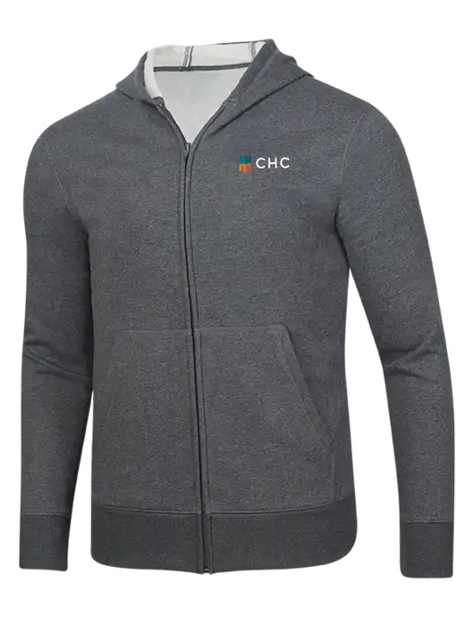 Full-Zip Dark Grey Heather Heavyweight Hooded Sweatshirt w/CHC Logo