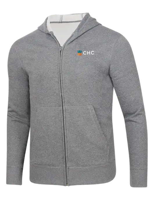 Full-Zip Medium Grey Heather Heavyweight Hooded Sweatshirt w/CHC Logo