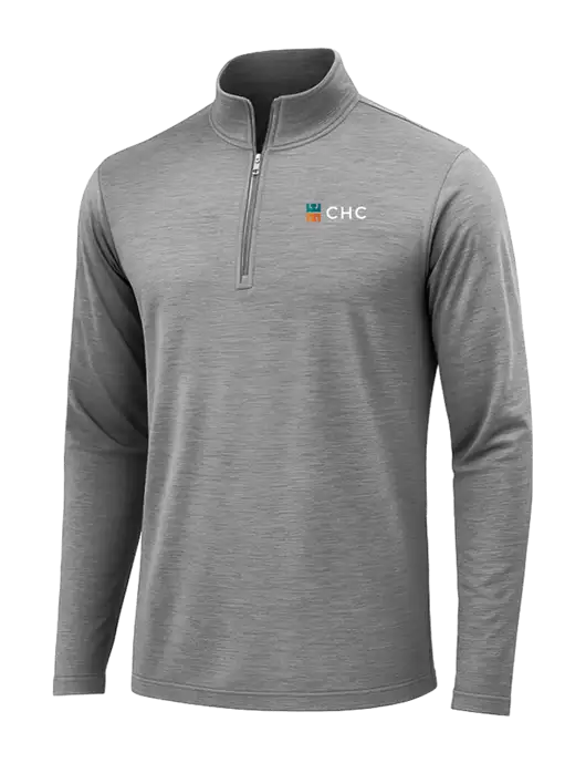 Dark Grey Heather Posicharge Tri-Blend Wicking 1/4 Zip Pullover w/CHC Logo