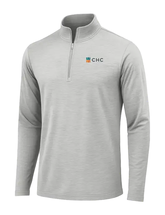 Light Grey Heather Posicharge Tri-Blend Wicking 1/4 Zip Pullover w/CHC Logo
