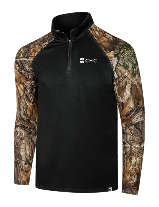 Russell Outdoors Black/Realtree Edge Camo Colorblock Performance 1/4 Zip w/CHC Logo