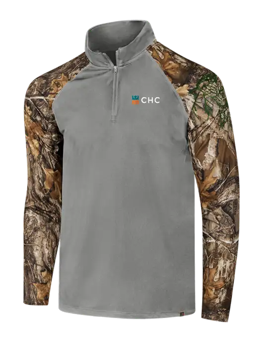Russell Outdoors Medium Grey/Realtree Edge Camo Colorblock Performance 1/4 Zip w/CHC Logo