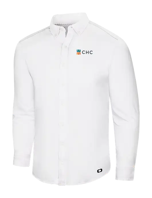 OGIO Bright White Modern Code Stretch Button-Up Shirt w/CHC Logo