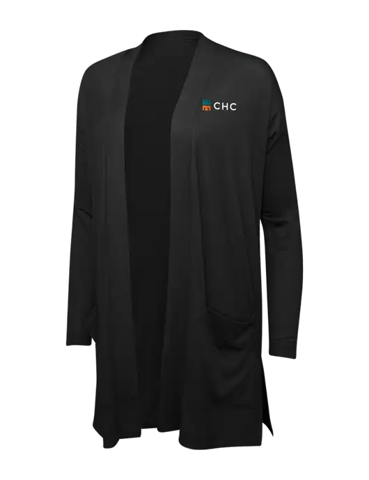 Black Womens Concept Long Pocket Cardigan w/CHC Logo