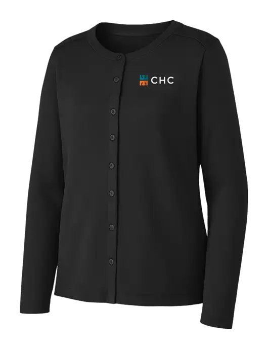 Black Womens Concept Stretch Button-Front Cardigan Sweater w/CHC Logo