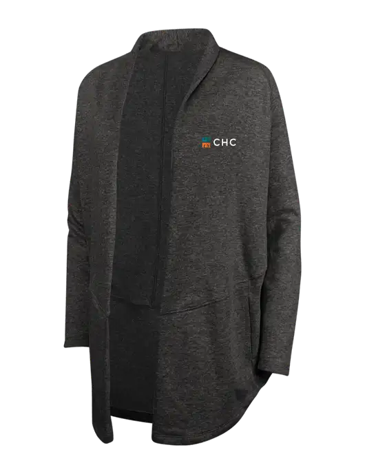 Charcoal Heather/ Medium Heather Grey Womens Interlock Cardigan w/CHC Logo