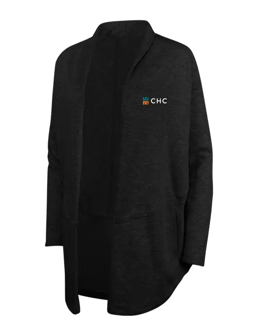 Deep Black/Charcoal Heather Womens Interlock Cardigan w/CHC Logo