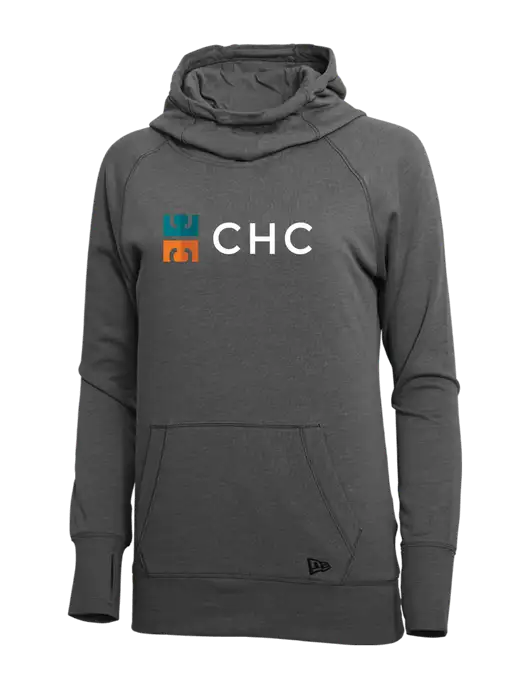 New Era Black Heather Womens Tri-Blend Fleece Pullover Hoodie w/CHC Logo