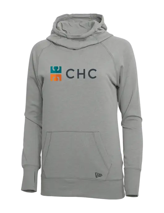 New Era Shadow Grey Heather Womens Tri-Blend Fleece Pullover Hoodie w/CHC Logo
