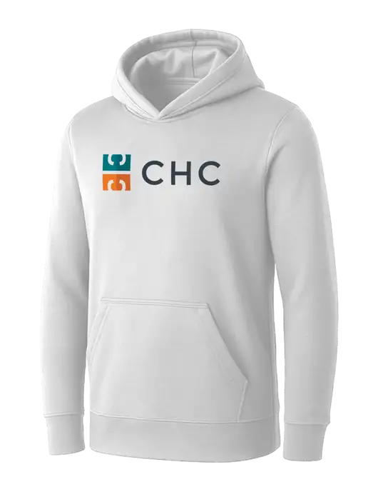 Womens White Core Fleece Pullover Hooded Sweatshirt w/CHC Logo