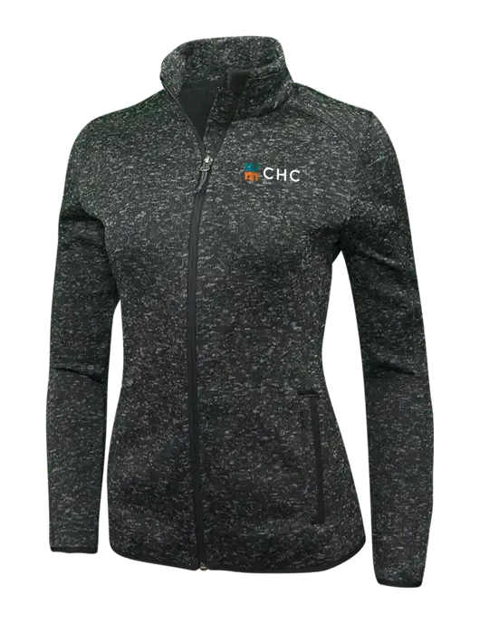 Black Heather Womens Sweater Fleece Jacket w/CHC Logo