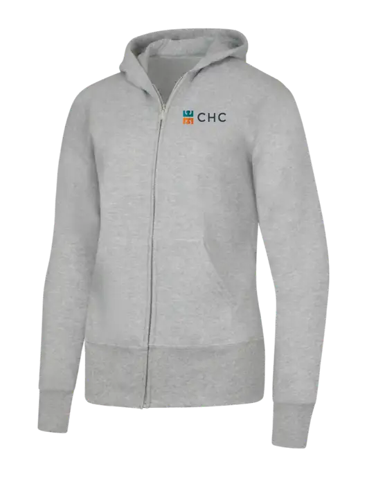 Grey Heather Womens Core Fleece Full-Zip Hooded Sweatshirt w/CHC Logo