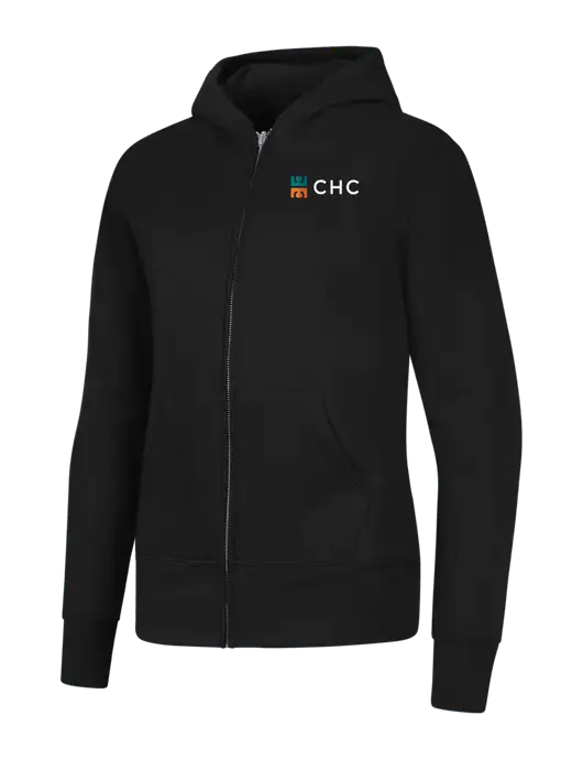 Jet Black Womens Core Fleece Full-Zip Hooded Sweatshirt w/CHC Logo