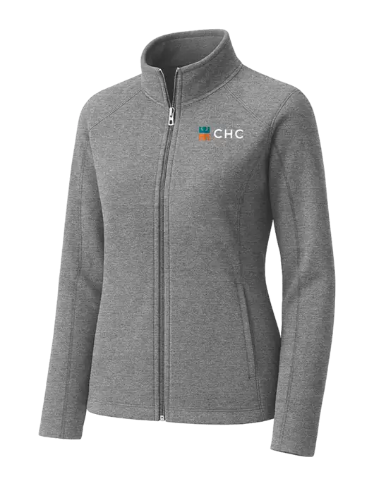 Medium Grey Womens Heather Microfleece Full-Zip Jacket w/CHC Logo