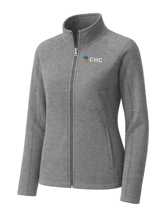 Medium Grey Womens Heather Microfleece Full-Zip Jacket w/CHC Logo