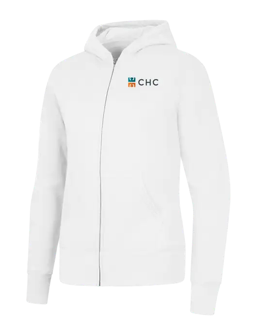 White Womens Core Fleece Full-Zip Hooded Sweatshirt w/CHC Logo