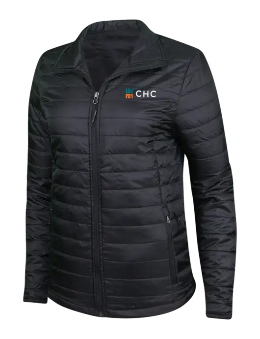Womens Black Puffy Packable Jacket w/CHC Logo