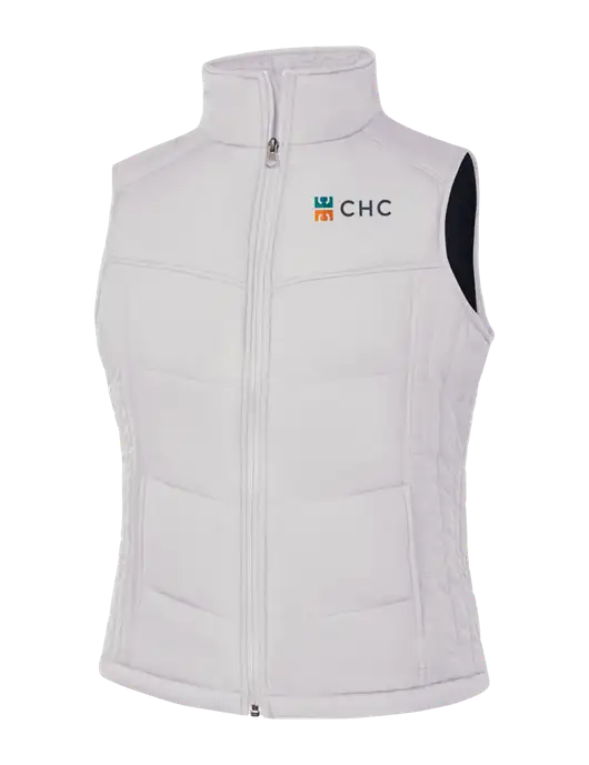 Womens White/Dark Slate Puffy Vest w/CHC Logo