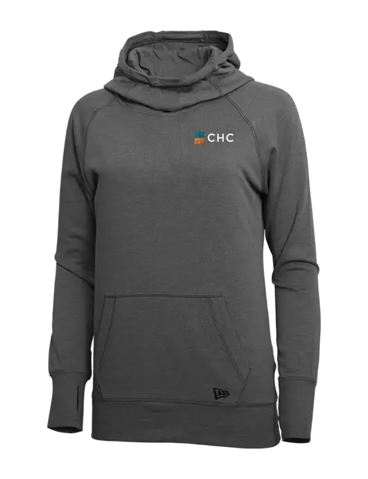 New Era Black Heather Womens Tri-Blend Fleece Pullover Hoodie w/CHC Logo